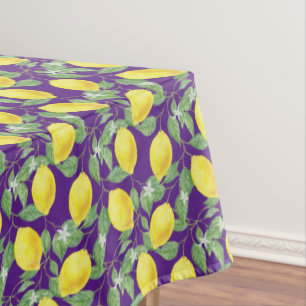 Rustic Lemon Pattern purple Kitchen Tablecloth