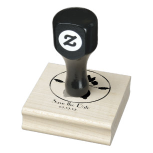 Rustic Lemon Save the Date Wedding Initial Rubber Stamp