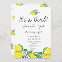 Rustic Lemon Watercolor Citrus Bunch Baby Shower