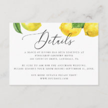 Rustic Lemon Wedding Details. Citrus Accommodation