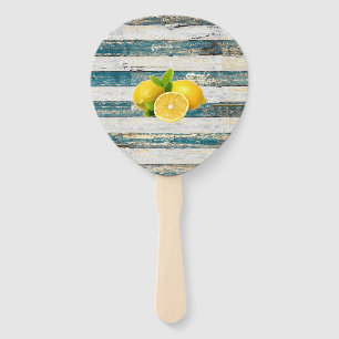 Rustic Lemons (Blue) Hand Fan