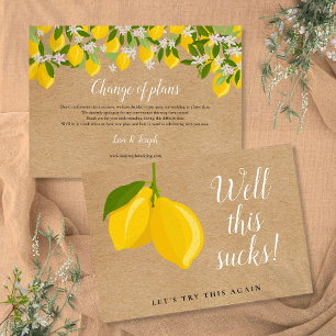 Rustic Lemons Change The Date Postponed Event Save The Date