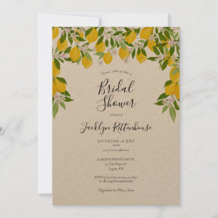 Rustic Lemons Greenery Watercolor Bridal Shower Invitation