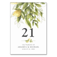 Rustic Lemons Greenery Wedding Table Tent Sign