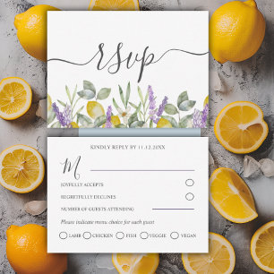 Rustic Lemons & Lavender Wedding RSVP Card