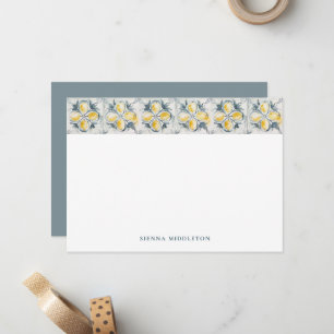 Rustic Lemons Mediterranean Tiles Personalised Card
