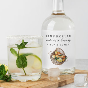 Rustic Lemons Personalised Limoncello Liquor Bottle Label