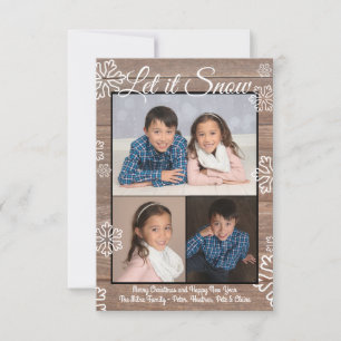 Rustic Let it Snow - 3x5 Christmas Photo Flat Invitation