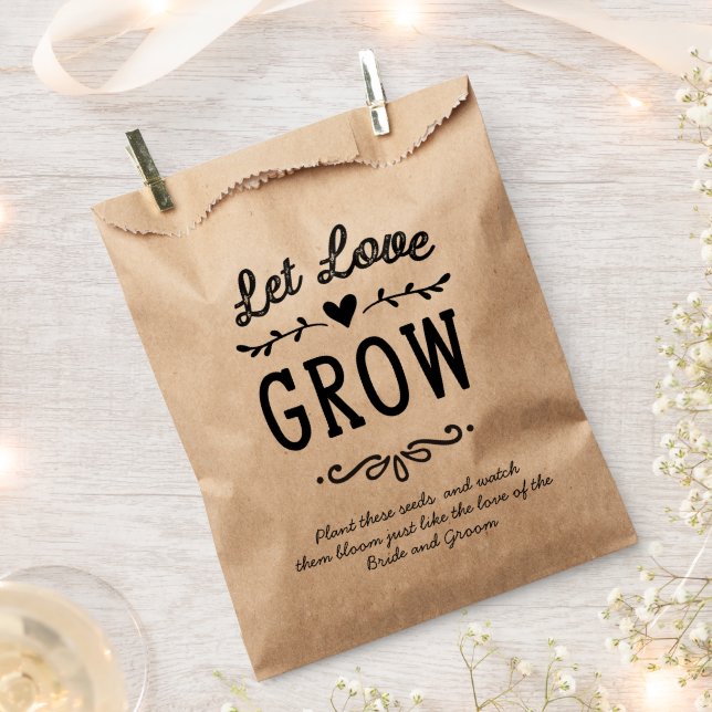 Rustic Let Love Grow Seed Wedding  Favour Bag (Clipped)