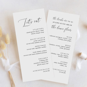 Rustic Let's Eat Wedding Dinner and Drinks Menu