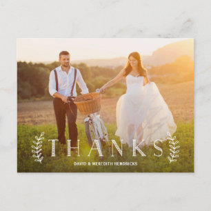 Rustic Lettering White Overlay Photo Thank You Postcard