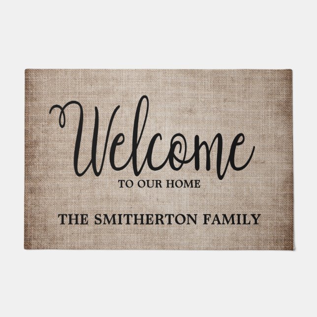 Rustic Light Aged Brown Welcome Doormat (Front)