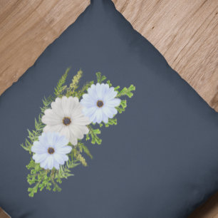 Rustic Light Blue and White Floral Cushion