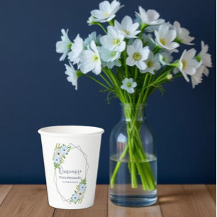 Rustic Light Blue and White Floral Quinceañera  Paper Cups