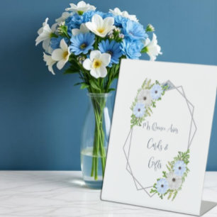 Rustic Light Blue and White Floral Quinceañera  Pedestal Sign