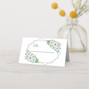 Rustic Light Blue and White Floral Quinceañera Place Card