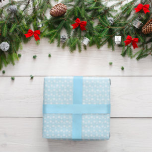 Rustic Light Blue and White Snowflakes Wrapping Paper