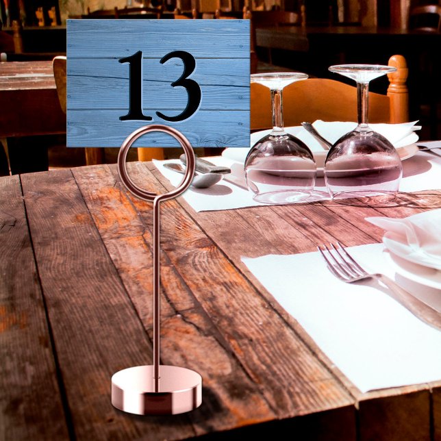 Rustic Light Blue Faux Engraved Cafe Table Number (Rustic Light Blue Faux Engraved Cafe Table Number)