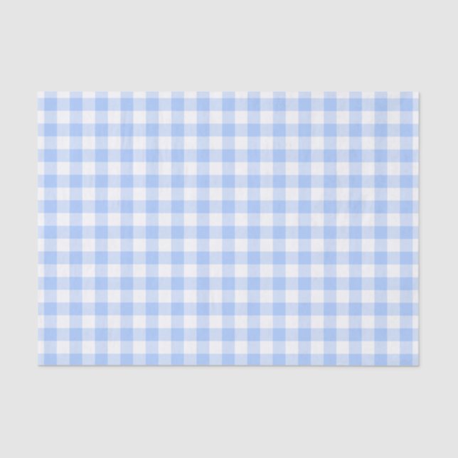 Rustic Light Blue Gingham Pattern Tissue Paper (Front)