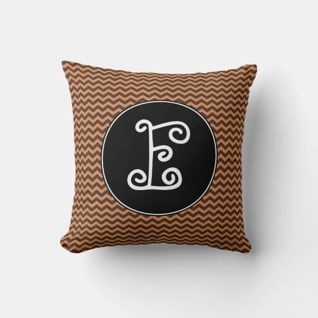 Rustic Light Brown & Dark Brown Wavy Pattern Cushion (Front)