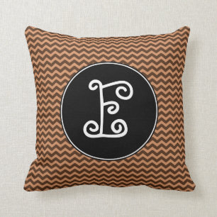 Rustic Light Brown & Dark Brown Wavy Pattern Cushion