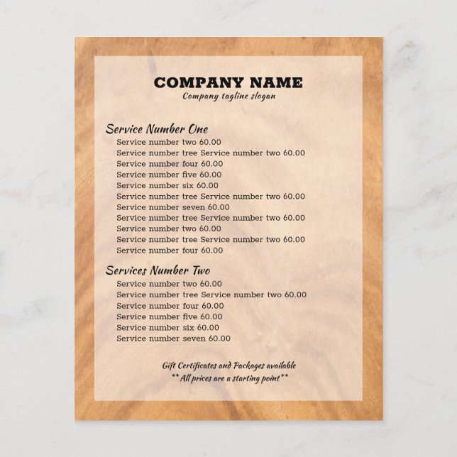 Rustic light-brown wood background flyer (Back)