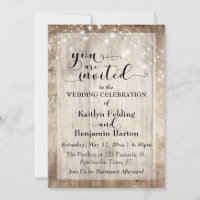 Rustic Light Brown Wood w/ Light Strings, Wedding