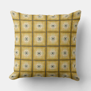 Rustic Light Gold Woven Stacked Squares  Cushion