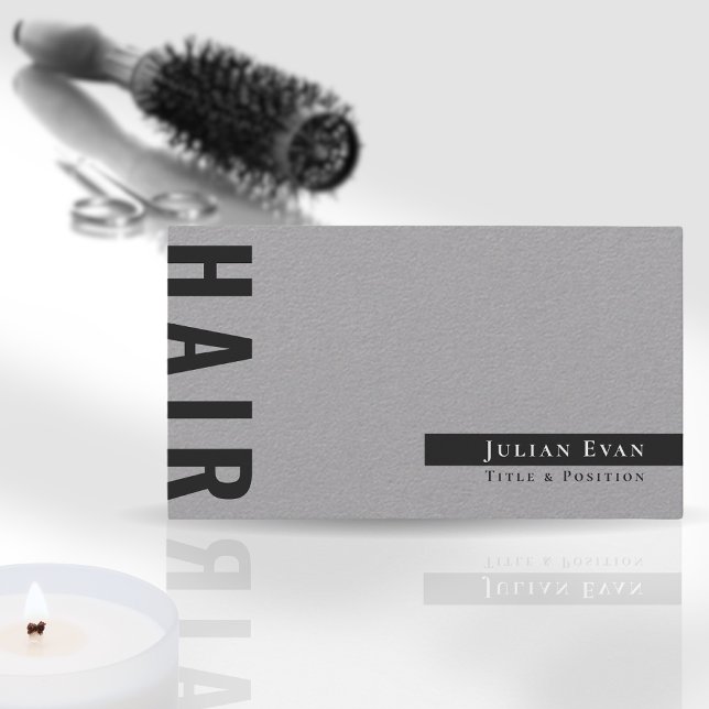 Rustic Light Grey Monochrome Hair Stylist Barber Business Card (Creator Uploaded)