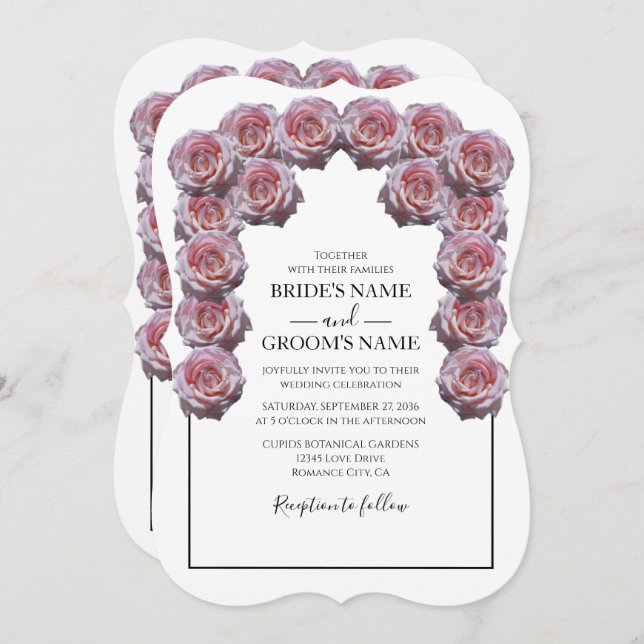 Rustic Light Pink Roses Wedding Invitations (Front/Back)