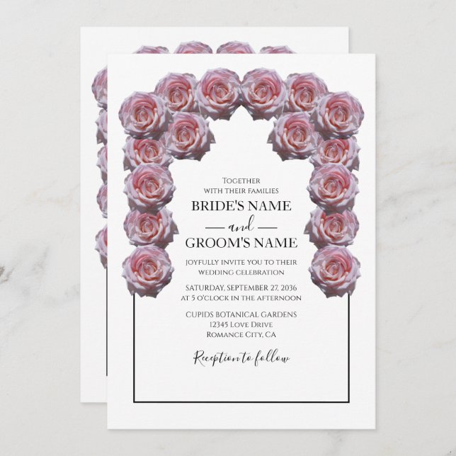 Rustic Light Pink Roses Wedding Invitations (Front/Back)