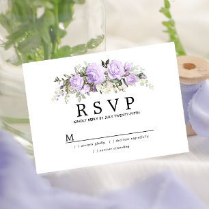 Rustic Light Purple Floral Wedding RSVP
