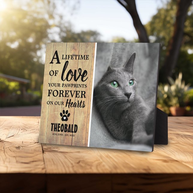 Rustic Light Wood Pet | Cat/Dog Photo Memorial Plaque (Creator Uploaded)