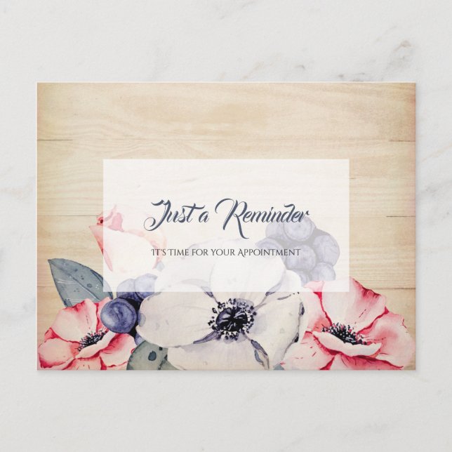 Rustic Light Wood Summer Blossom Appointment Postcard (Front)