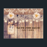 Rustic Lighted Mason Jar & Daisies Save the Date Announcement Postcard<br><div class="desc">Rustic Lighted Mason Jar & Daisies Save the Date. Matching items in my store. Contact me for a custom order or custom colouring.</div>