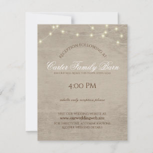 Rustic Lights and Barn Wood Details Wedding Invit Invitation