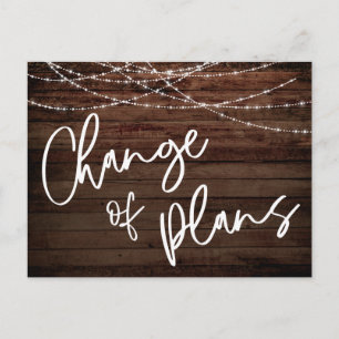 Rustic Lights Change of Plans Postponed Wedding Postcard