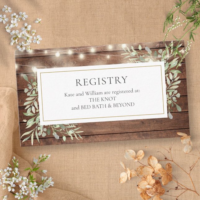 Rustic Lights Foliage Wedding Shower Gift Registry Enclosure Card (Rustic Lights Foliage Wedding Shower Gift Registry Enclosure Card)
