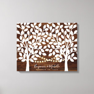 Rustic Lights Guest Book Canvas - 100 Signatures