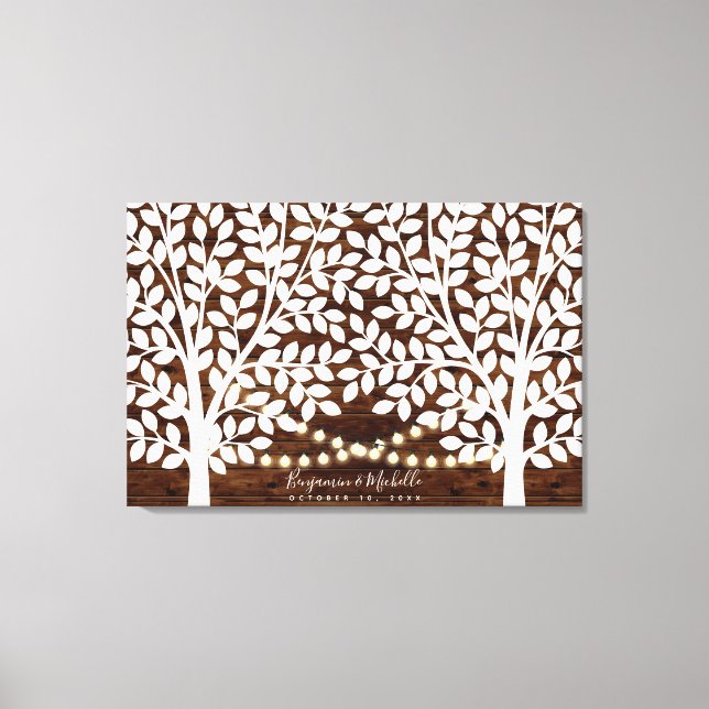 Rustic Lights Guest Book Canvas - 250 Signatures (Front)