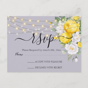 Rustic lights Yellow Floral  RSVP   Postcard