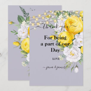 Rustic lights Yellow Floral  thank you invitation