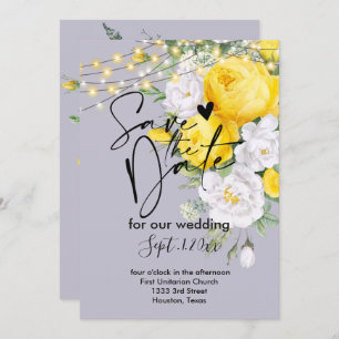 Rustic lights Yellow    save the date  Invitation