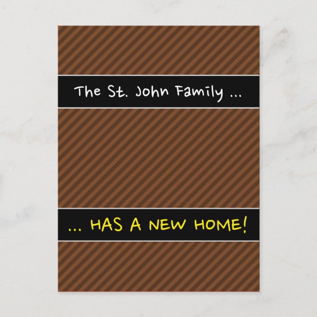 Rustic-Like Dark Brown & Lighter Brown Stripes Announcement Postcard (Front)