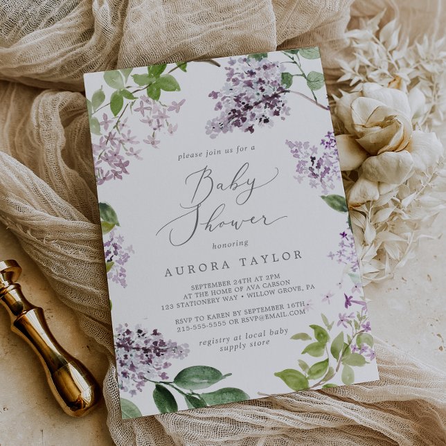 Rustic Lilac Baby Shower Invitation (Creator Uploaded)