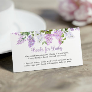 Rustic Lilac Flowers Baby Shower Book for Baby Enclosure Card