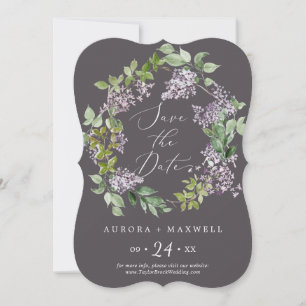Rustic Lilac   Grey Wedding Save The Date