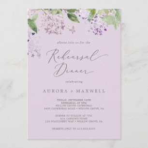 Rustic Lilac Lavender Rehearsal Dinner Invitation