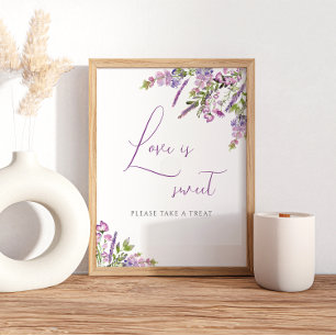 Rustic Lilac Love Is Sweet Wedding Sign