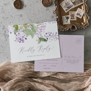 Rustic Lilac Menu RSVP Postcard